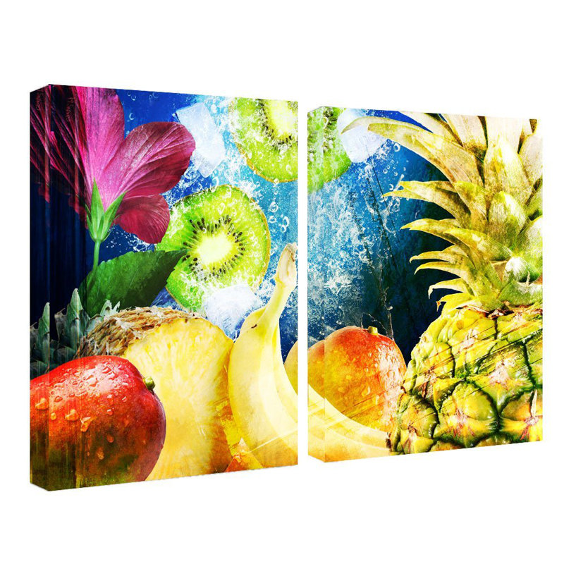 « tropical fruit », ensemble de 2 reproductions d’impressions sur toiles tendues