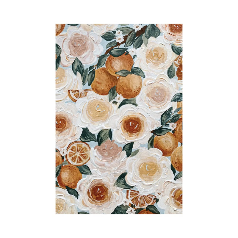 Floral Oranges by Katie Bryant - Wrapped Canvas Gallery-Wrapped Canvas Giclée, 66.04 cm H x 45.72 cm W x 1.91 cm D