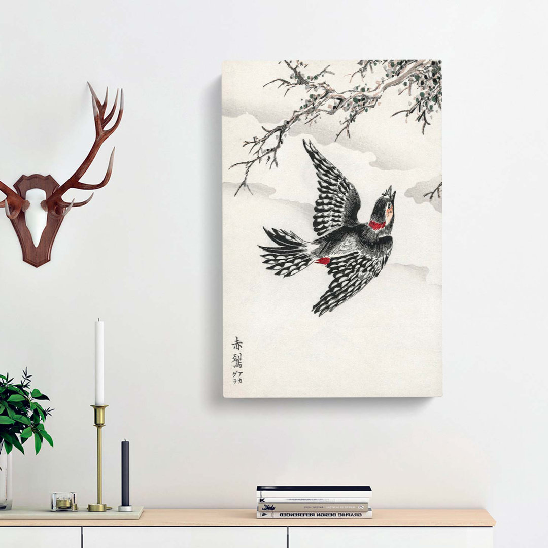 Great Spotted Woodpecker by Numata Kashu - Wrapped Canvas