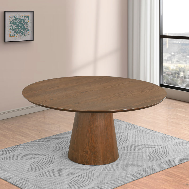 46" Round Pedestal Dining Table, 30.2" H x 47.2" L x 47.2" W, Walnut