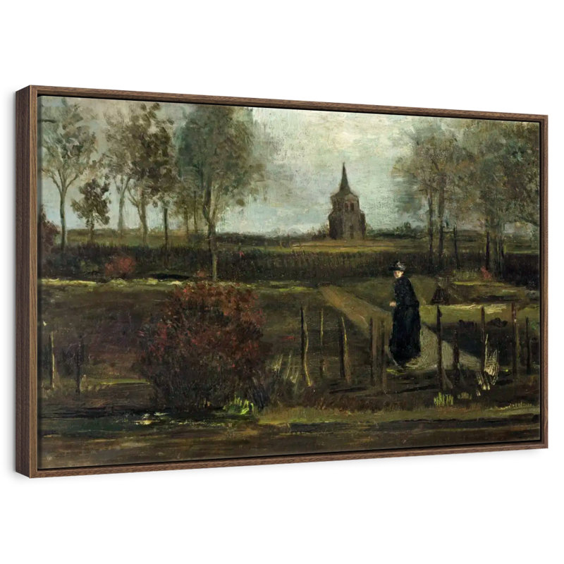 Le jardin Parsonage à Nuenen, 46 po x 31 po, Cadre flottant noyer