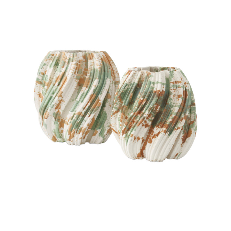 Camouflage Handmade Porcelain China Table Vase, 9.5"