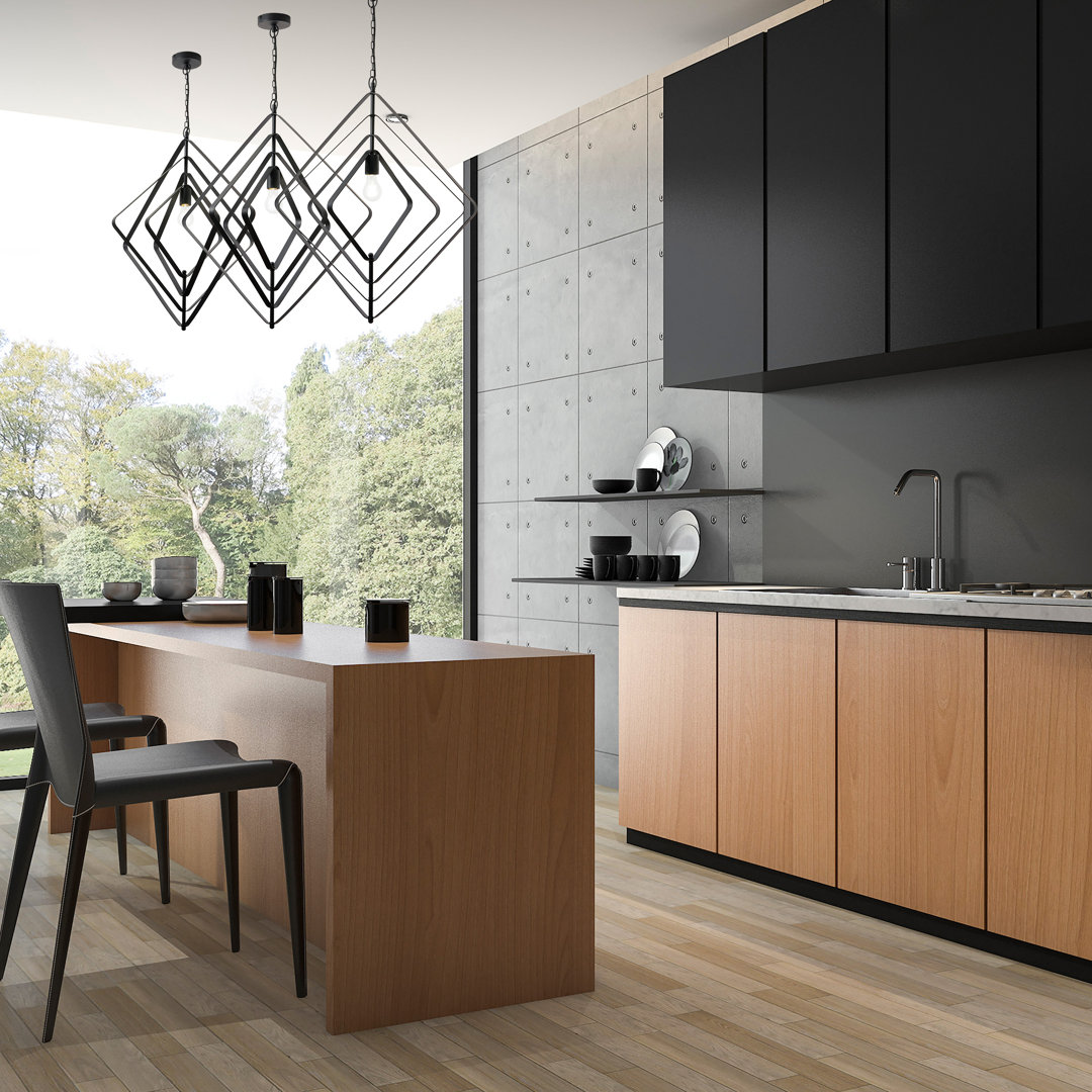 27.5"L Carmen Industrial Black Square Shade Pendant Orren Ellis