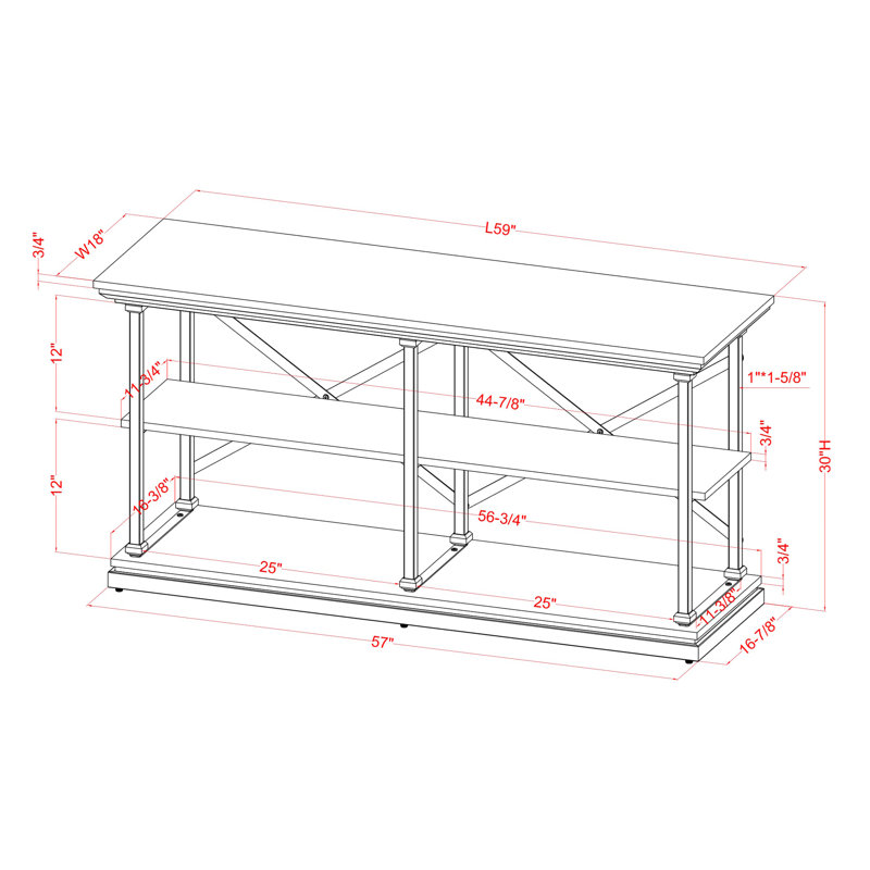 Kiven 59'' Console Table, Antique Blue