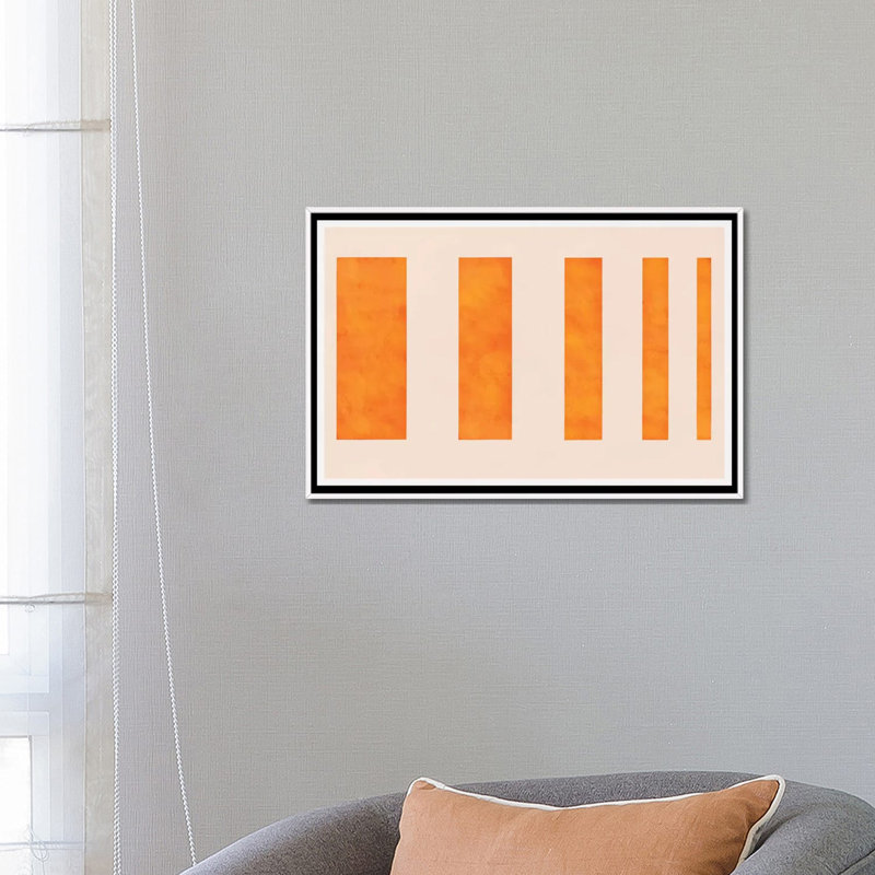 " Orange Levies ", White Framed Canvas, 18" H x 26" W x 1.5" D