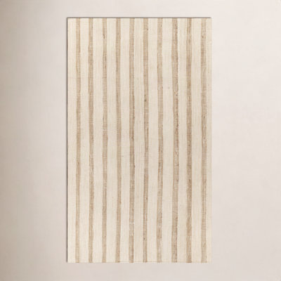 Aadison Ivory Hand-Woven Striped Jute Rug