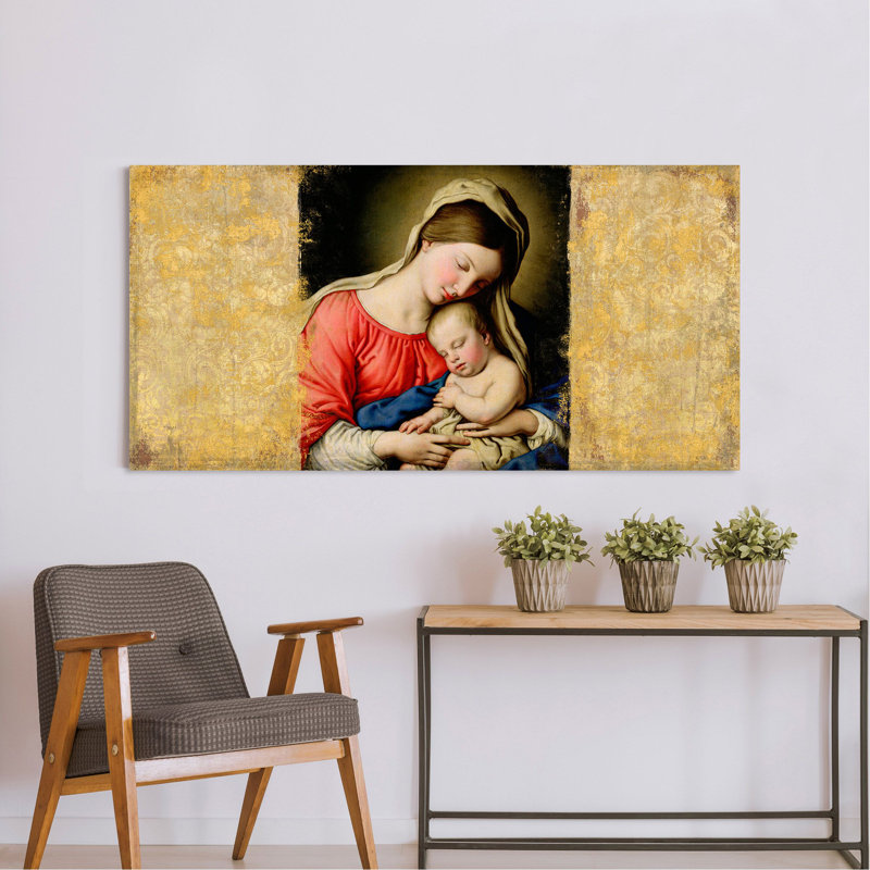 Holy Virgin (After Sassoferrato) by Simon Roux - Wrapped Canvas Print, 35cm H x 70cm W x 4cm D