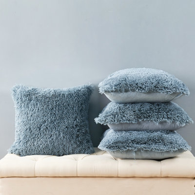 Shaggy Faux Fur Square Throw Pillow Cover