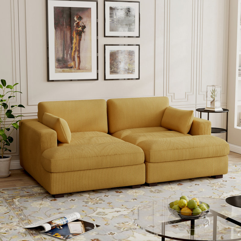 Stoneville 83.9" W Standard Sofa and Chaise, Orange