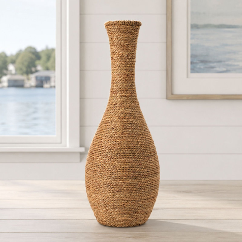 Vase de plancher tissé en ruppie maritime, 27"H