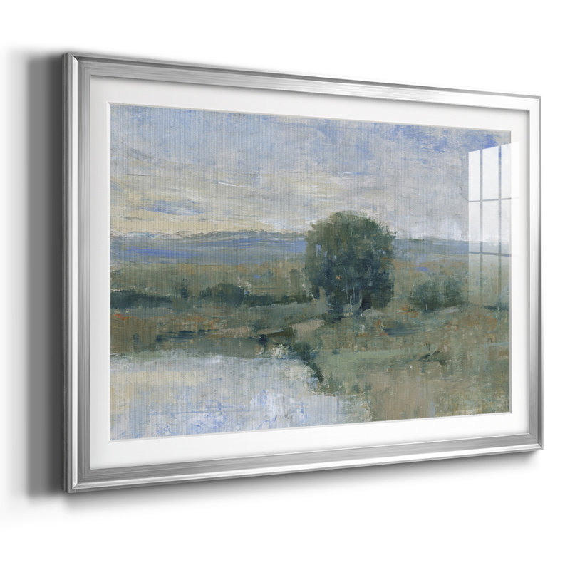 " Riverbank Impression II ", 30" H x 44" W x 1.5" D, Silver