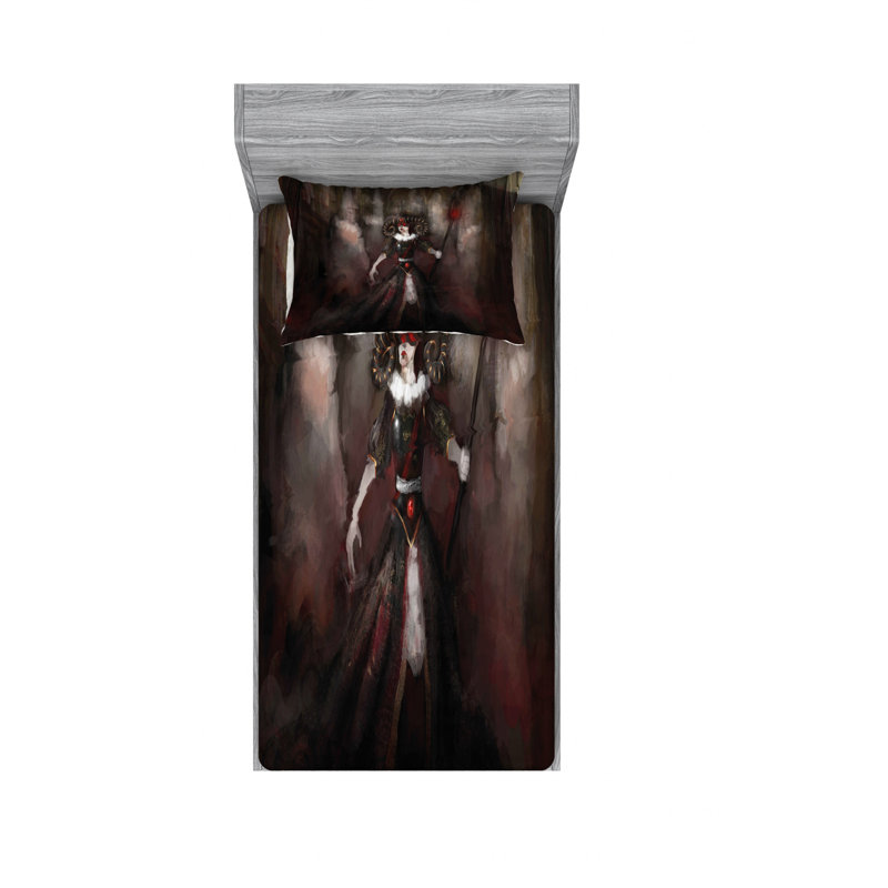 Ensemble de draps à motif de sorcière médiévale, Ensemble de draps pour lit simple TG avec drap-hou