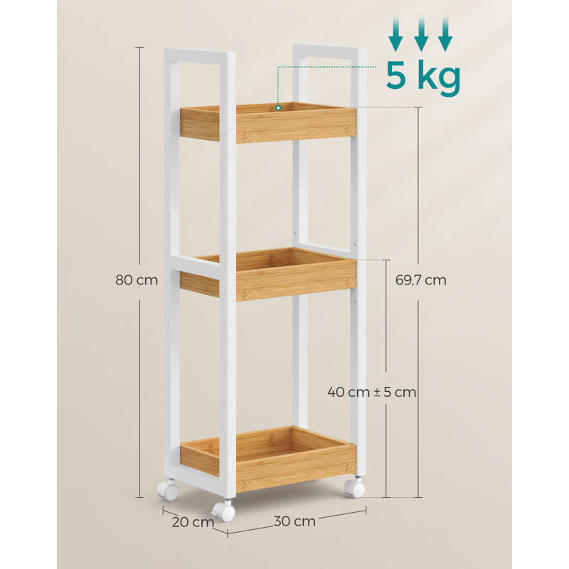 Bindy 30cm W Steel Shelving Unit, Natural/White