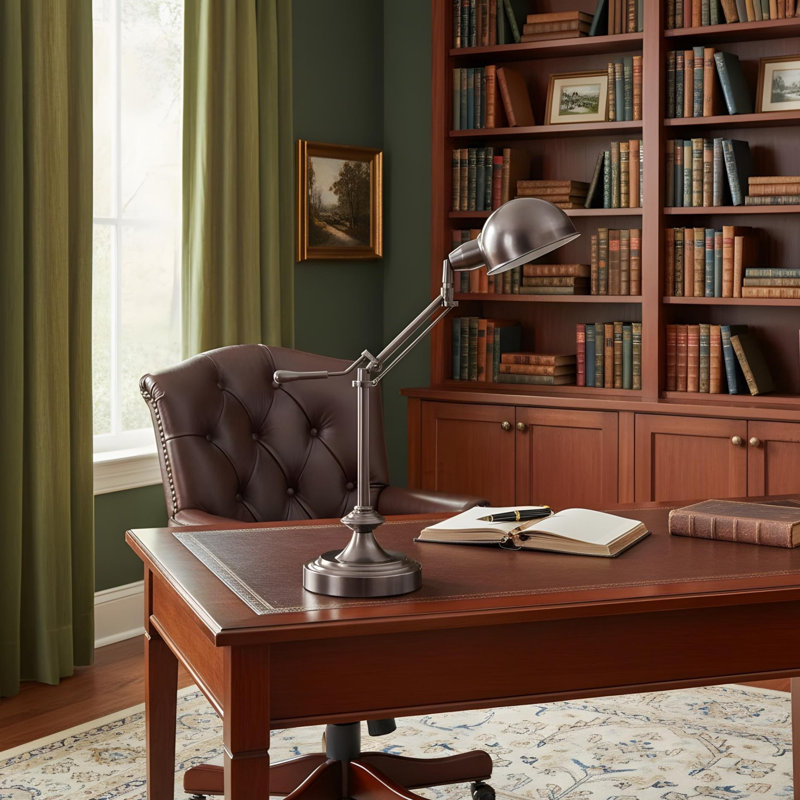 Lampe de table en métal argenté