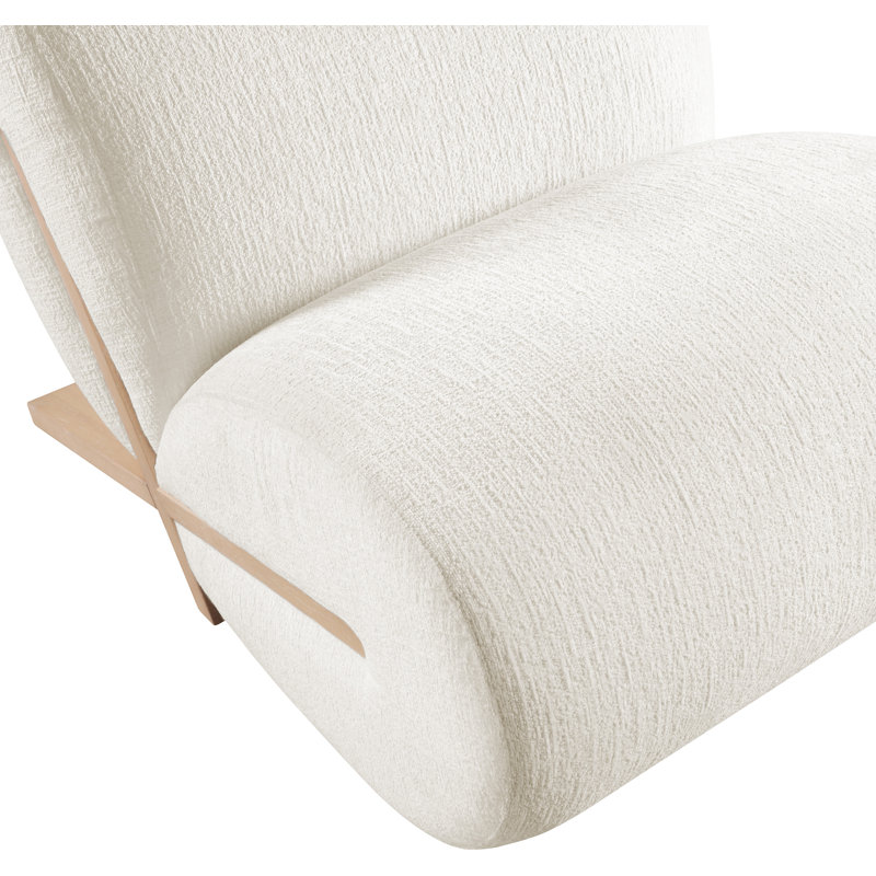 Fauteuil d'appoint Akira, Tissu crème en polyester, Naturel