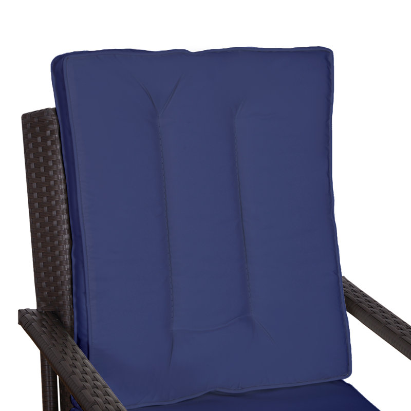 Outsunny 3 Pieces Rattan Garden Bistro Set with Furniture Cover Dark Blue