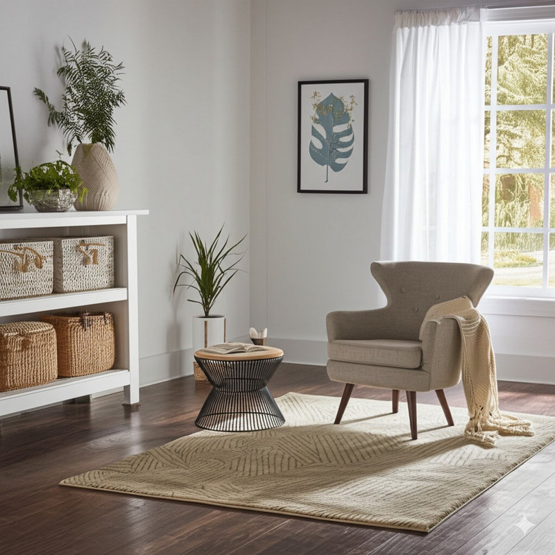 Tapis brun moderne en laine noué à la main 9 x 12, Rectangle 9 pi x 11 pi 10 po