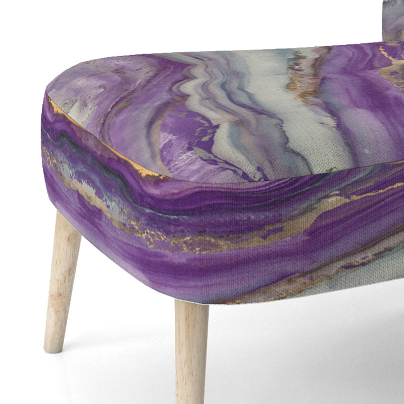 Chaise d'appoint rembourrée Coast Sea Waves Watercolor, Purple Velvet
