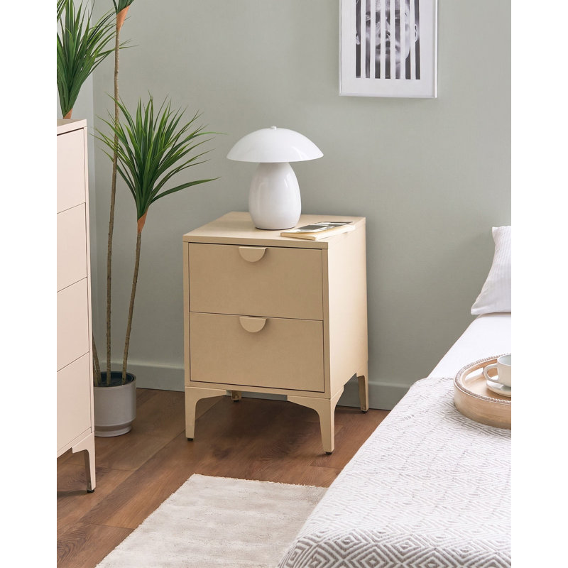 Andreita 45 cm W Steel Bedside Table, Beige