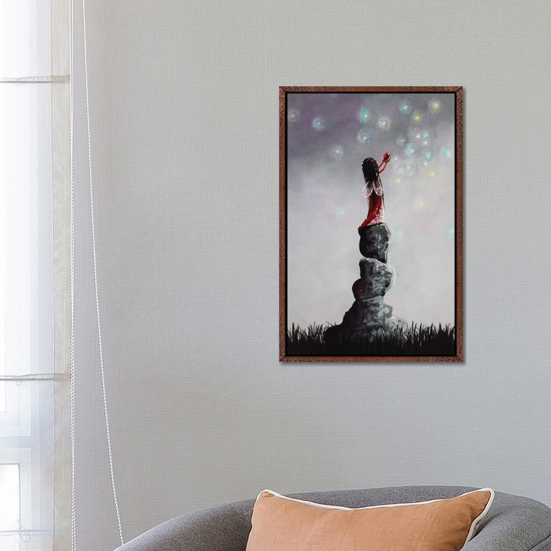 Little Garnet Fairy - Print on Canvas, 66.04 cm H x 45.72 cm W, Classic Brown Wood Framed