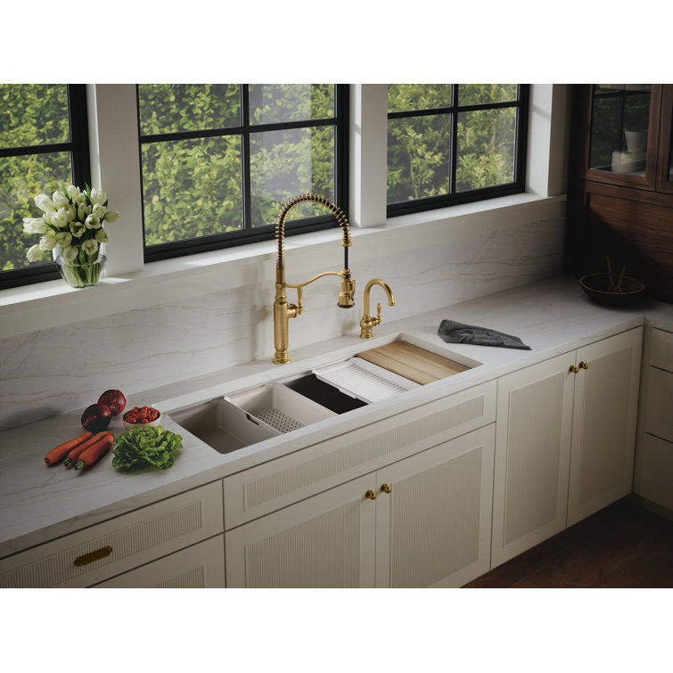 KOHLER Strive 44 in. Undermount Single Bowl Stainless Steel Workstation Kitchen Sink