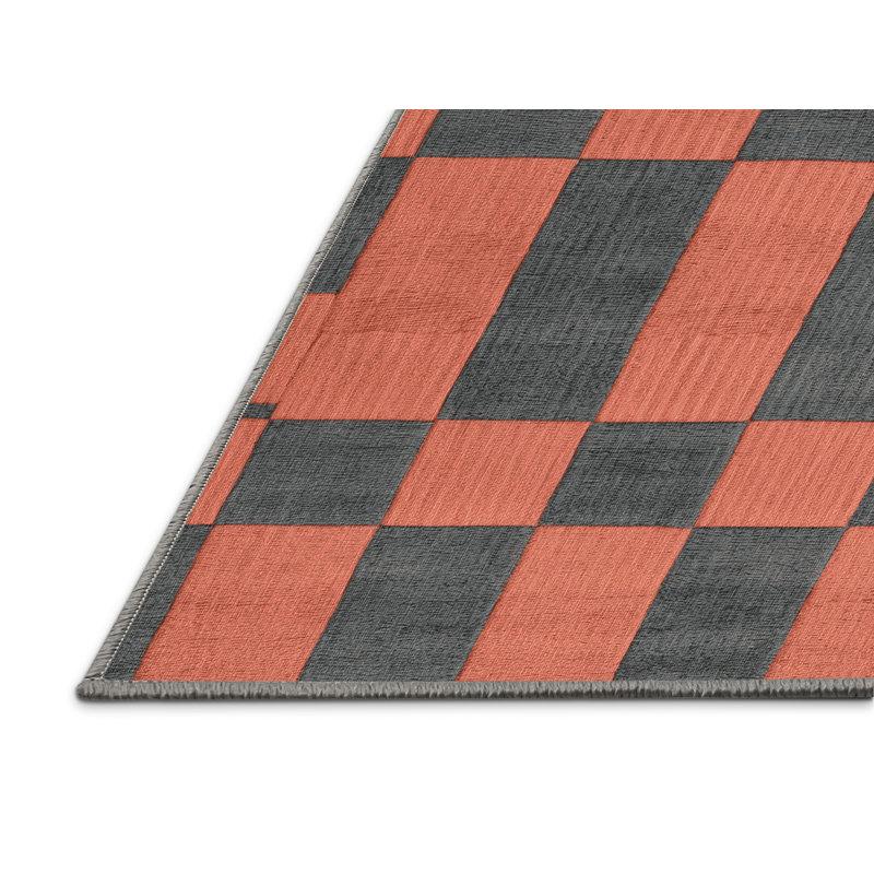 Machine Washable Botanical Brown Area Rug, Square 7'