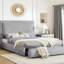 Luxueuse base de lit recouverte d'un tissu chenille doux-593112327