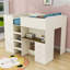 Lit mezzanine en bois avec garde-robe, bureau et tiroirs Alfreada