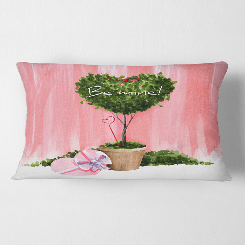 Rectangle, plante d'intérieur en forme de cœur Valentine - coussin décoratif imprimé maison de campagne