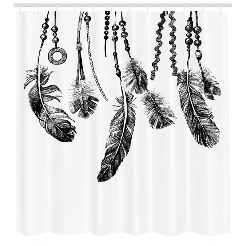 Ensemble de rideau de douche et crochets tribal, H 69 po x l 105 po