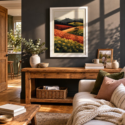 Rural Landscape Harmony Rustic - Framed Print