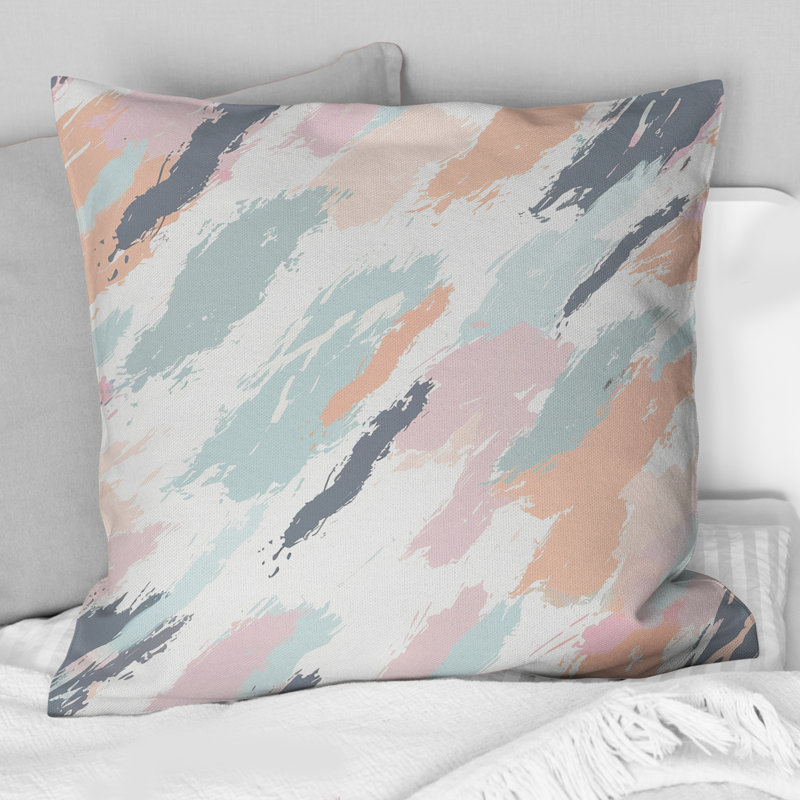 Coussin Boho II rose et vert, H 16 po x l 16 po