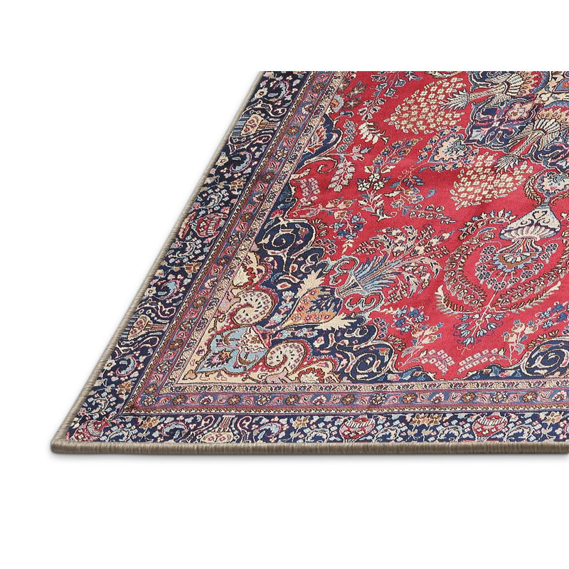 Tapis traditionnel rouge / bleu, Rectangle 2 pi x 3 pi