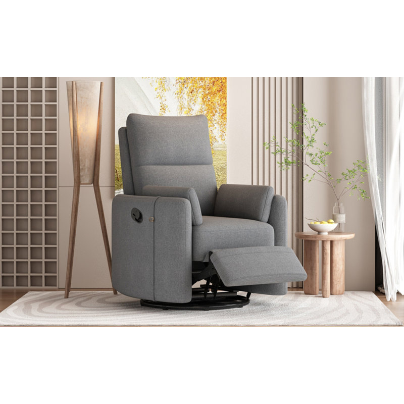 Chaise de chambre de bébé inclinable et pivotante avec deux coussins amovibles pour le salon, Gris foncé