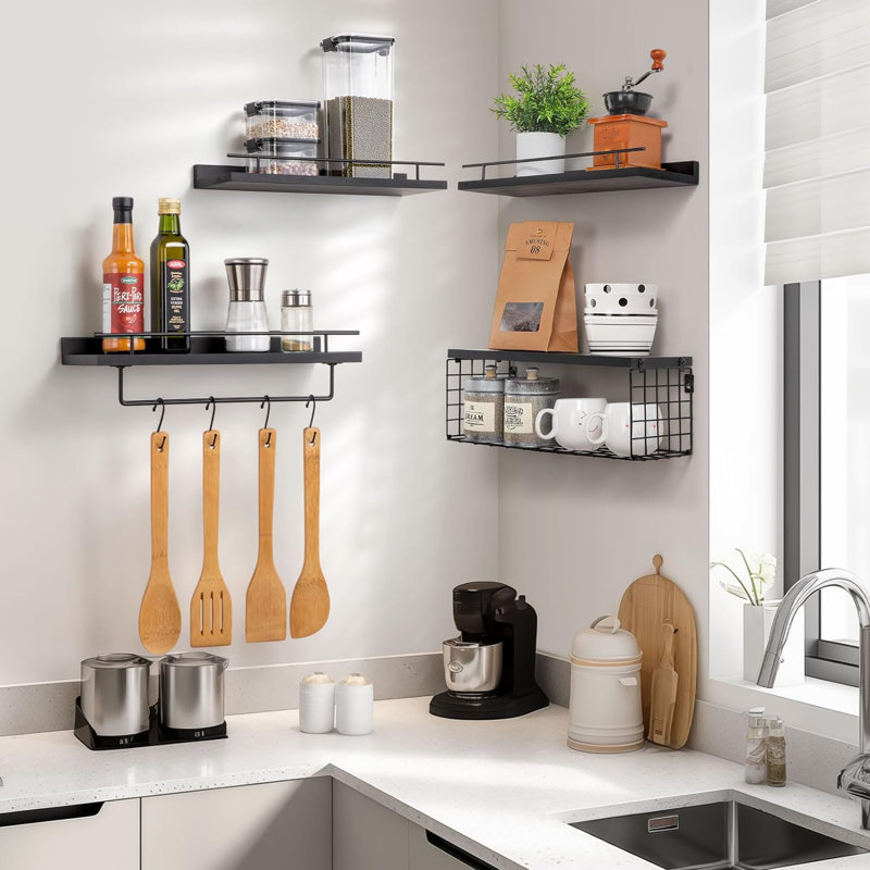 Altoona Wall Bathroom Shelves, Black