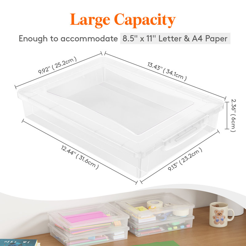 Clear Stackable Plastic Lidded Storage Boxes for A4 Paper
