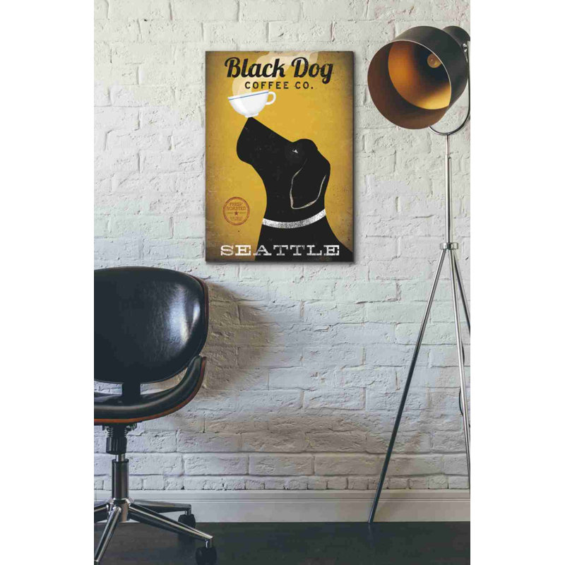 «Black Dog Coffee Co Seattle» par Ryan Fowler, art mural sur toile, H 26 po x l 18 po x P 0,75 po