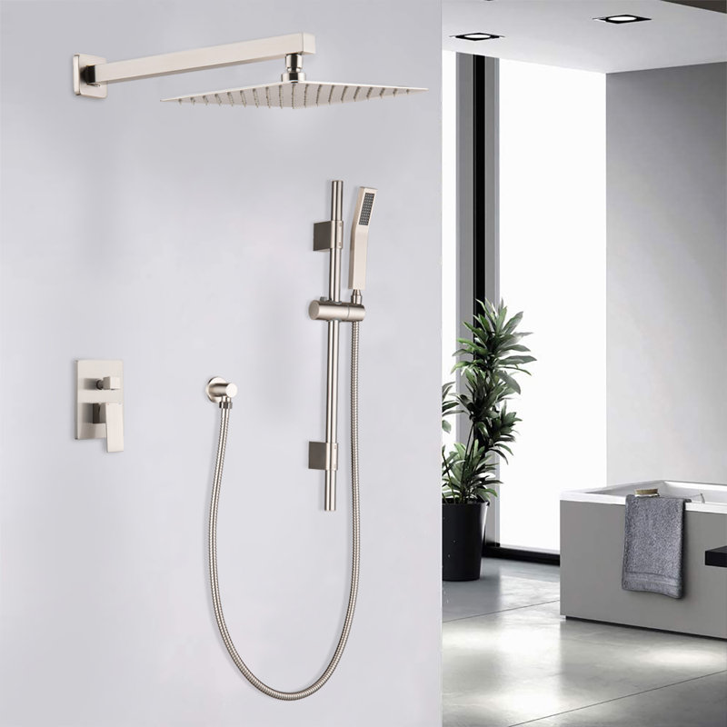 Watqen Bath All-In-One Kit with Rough in-Valve, Brushed Nickel