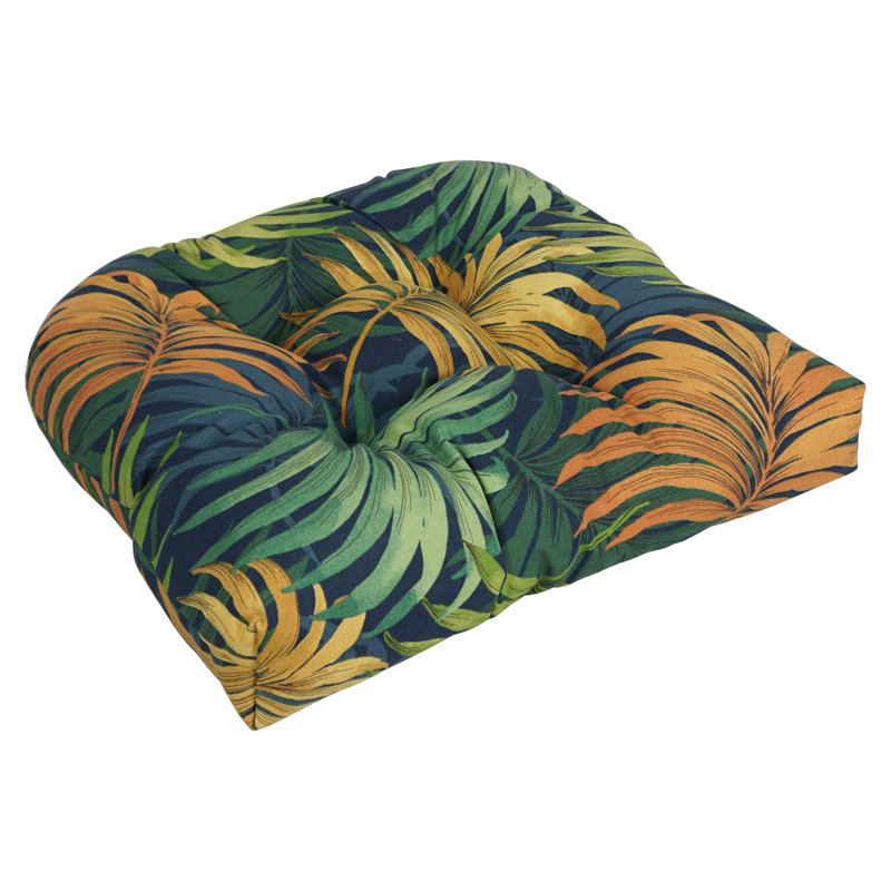 Outdoor 3.5'' Dining Chair Seat Cushion, Navy/Yellow