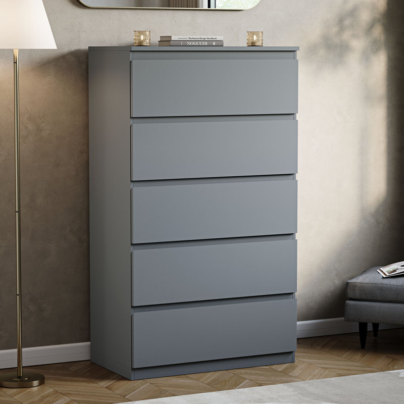 Cunha 70cm W 5 - Drawer Chest of Drawers, Grey