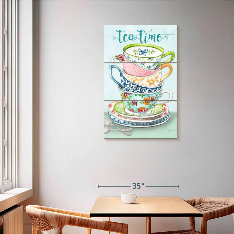 Tasses à thé aquarelles, H 57 po x l 36 po