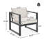 Fauteuil club d'extérieur, ensemble de 2, cadre noir avec coussin beige