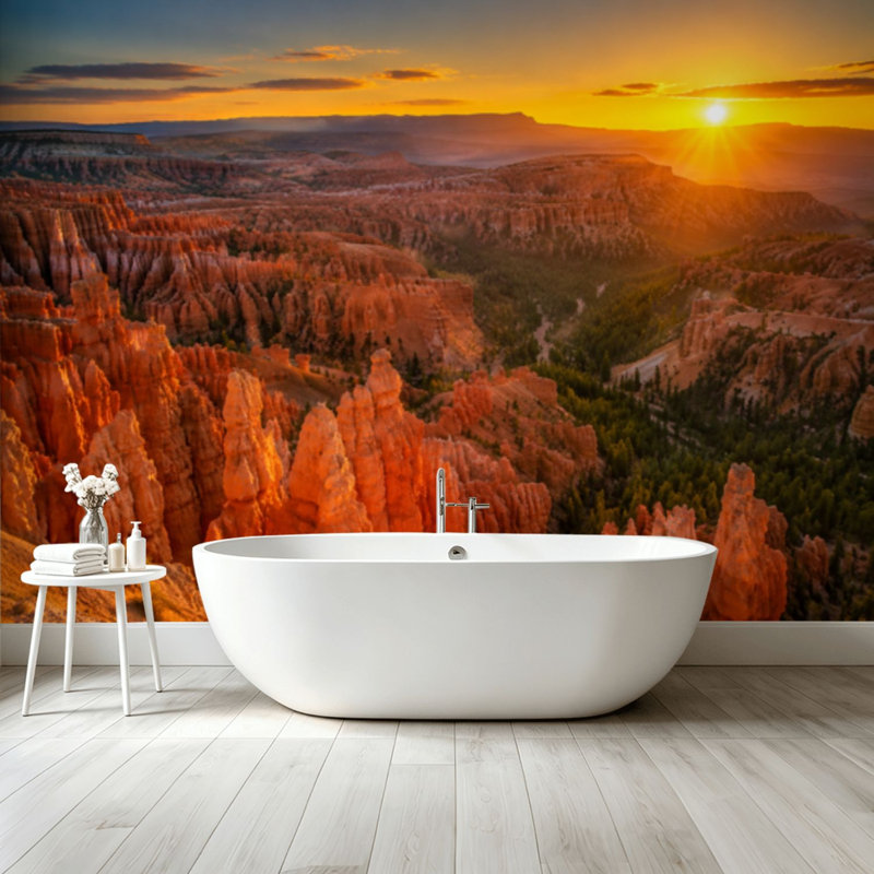 Papier peint adhésif pelez et collez Dawn Bryce Canyon, art mural auto-adhésif et amovible, 68.88" L  x 96" W