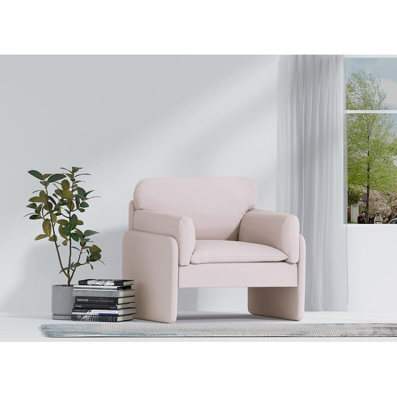Fauteuil demi-tonneau Azarious, Velours rose