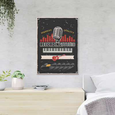 Recording Music Machine - Highest Quality Recording Studio - 1 Piece Rectangle Graphic Art Print On Wrapped Canvas