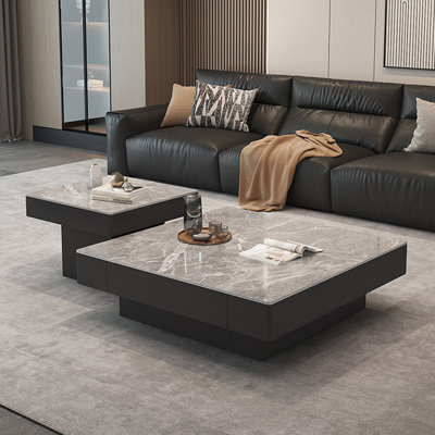 Light luxury square stone slab coffee table