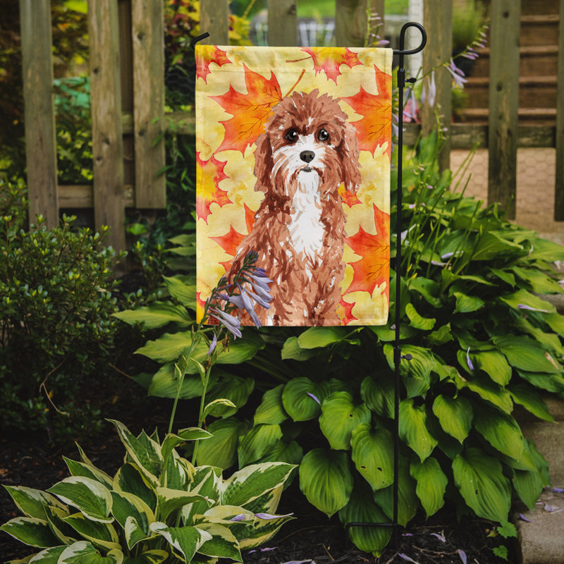 Automne 2 côtés en polyester 15 x 11 po drapeau de jardin, Cavapoo