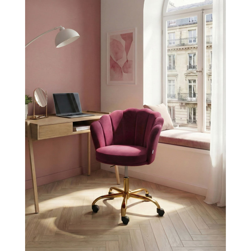 Canora Grey Velvet Office Chair, Red