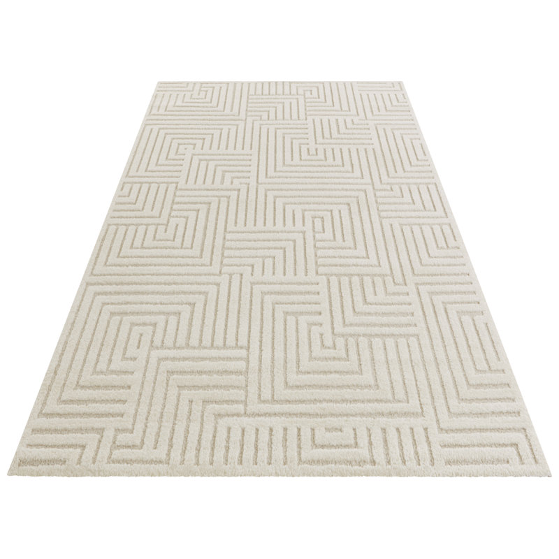 Manipu Soft Short Pile Cream Rug, Rectangle 160 x 230cm
