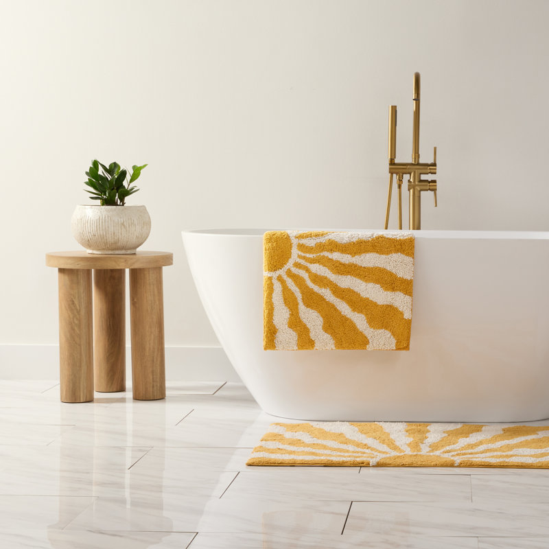 100% Cotton Pattern Bath Mat in Sunrise, Sunrise, 24 in x 17 in